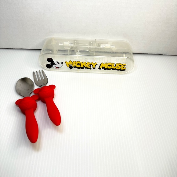 Disney Eats Toddler Mickey Minnie Mouse Spoon & Fork Flatware Set with case - Picture 1 of 7